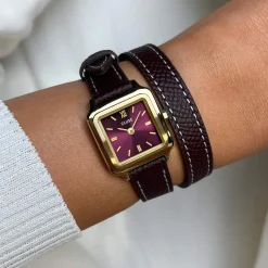 Montre CLUSE GRACIEUSE MINI Femme cadran rouge bracelet acier inoxydable bordeaux