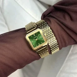 Montre CLUSE Gracieuse Petite femme cadran vert bracelet acier doré