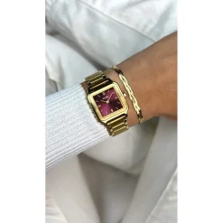 Montre CLUSE Gracieuse Petite femme cadran rouge bracelet acier doré