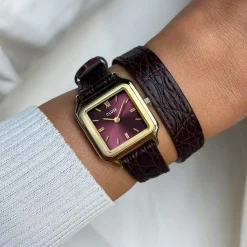 Montre CLUSE GRACIEUSE PETITE Femme cadran rouge bracelet cuir bordeaux