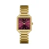 Montre CLUSE LA TETRAGONE Femme cadran rouge bracelet acier inoxydable doré