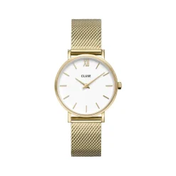 Montre CLUSE Minuit femme cadran blanc bracelet acier doré