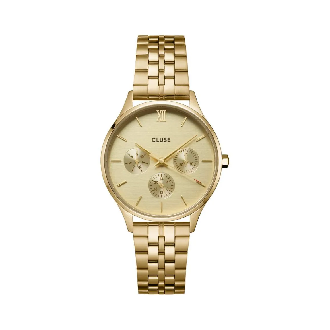 Montre CLUSE Minuit Multifunction femme cadran doré bracelet acier doré