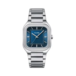 Montre CLUSE QUADRUS Homme cadran bleu bracelet acier inoxydable gris clair