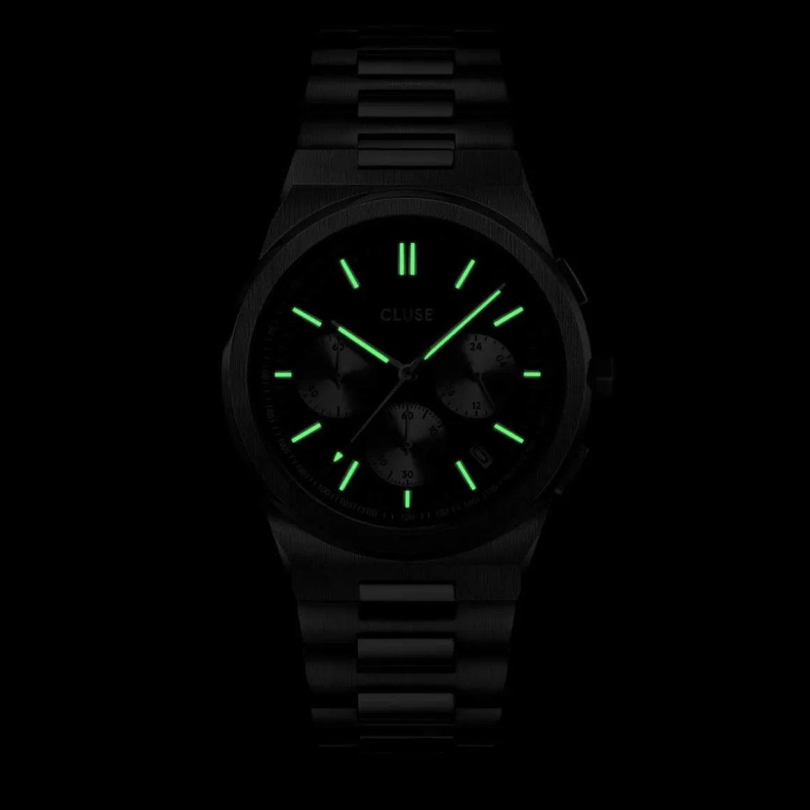 Montre CLUSE Vigoureux Chrono homme cadran noir bracelet acier