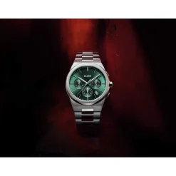 Montre CLUSE Vigoureux Chrono homme cadran vert bracelet acier