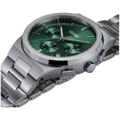 Montre CLUSE Vigoureux Chrono homme cadran vert bracelet acier