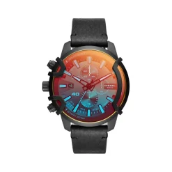 Montre Diesel homme chronographe acier cuir noir