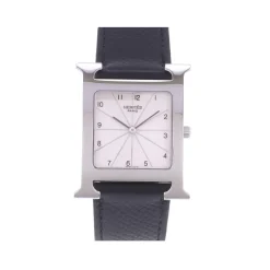 Montre d'occasion HERMES Heure H homme quartz bracelet cuir d'origine