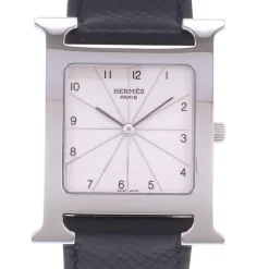 Montre d'occasion HERMES Heure H homme quartz bracelet cuir d'origine