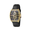 Montre EARNSHAW Holborn homme automatique, acier doré bracelet cuir marron