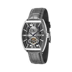Montre EARNSHAW Holborn homme automatique bracelet cuir gris anthracite