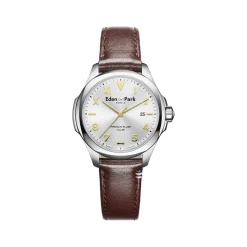 Montre EDEN PARK Club homme acier bracelet cuir brun