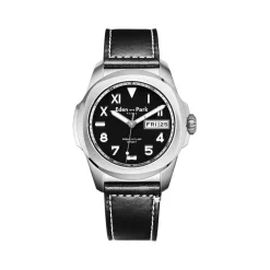 Montre EDEN PARK Sport homme acier bracelet cuir noir
