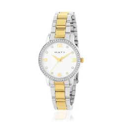 Montre femme acier bicolore jaune