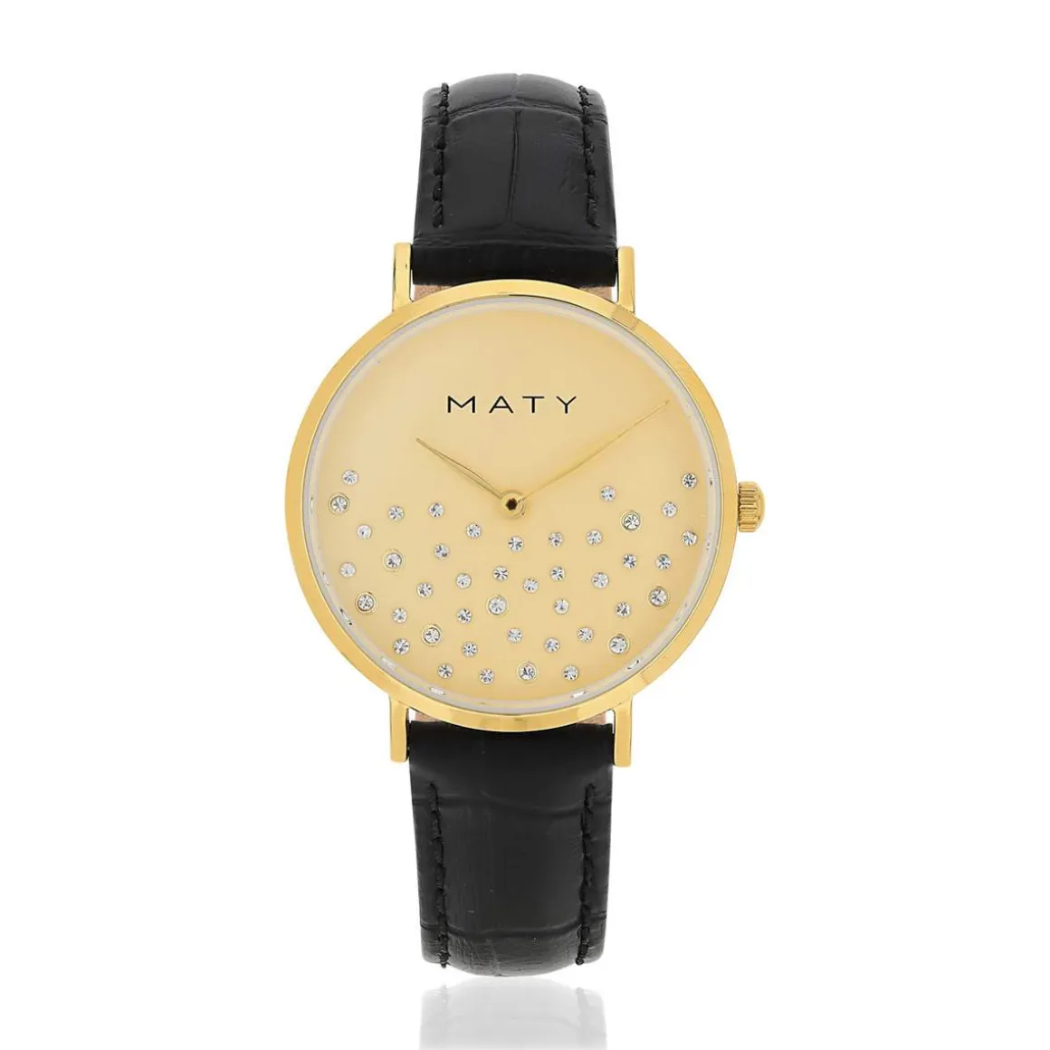 Montre femme acier doré bracelet cuir noir