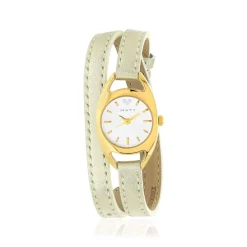 Montre femme dorée bracelet cuir doré métallisé double tour
