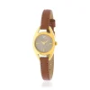 Montre femme dorée bracelet cuir marron