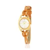 Montre femme dorée jaune bracelet cuir orange