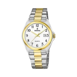 Montre Festina homme acier bracelet acier bicolore jaune