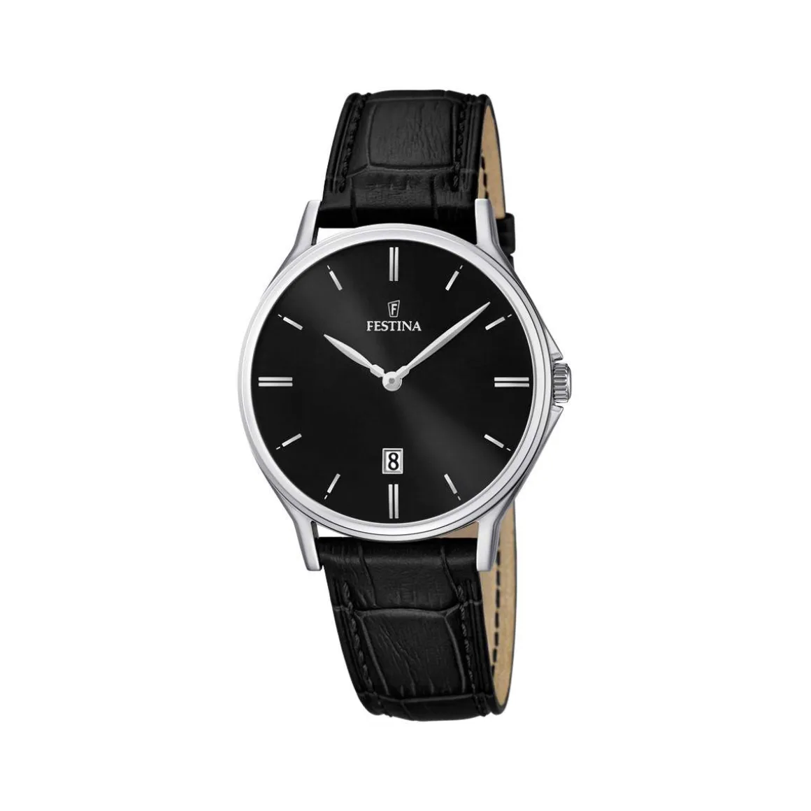 Montre Festina homme acier cuir noir
