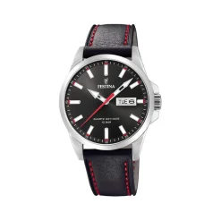Montre Festina homme acier cuir noir