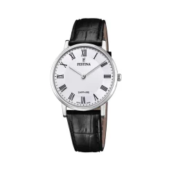 Montre Festina homme acier cuir noir