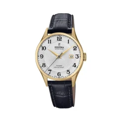 Montre Festina homme acier doré cuir noir