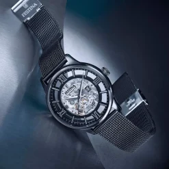 Montre Festina homme automatique bracelet acier noir