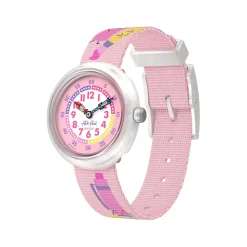Montre FLIK FLAK Classroom Creations enfant cadran bleu bracelet pet recycle rose