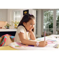 Montre FLIK FLAK Classroom Creations enfant cadran bleu bracelet pet recycle rose