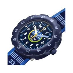 Montre Flik Flak Future dreams Take off enfant plastique biosourcé bracelet PET recyclé bleu