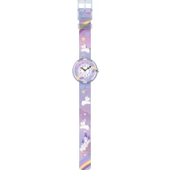 Montre Flik Flak Gameland Cuddly Unicorn enfant plastique biosourcé bracelet PET recyclé bleu