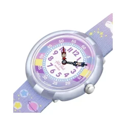 Montre Flik Flak Gameland Cuddly Unicorn enfant plastique biosourcé bracelet PET recyclé bleu