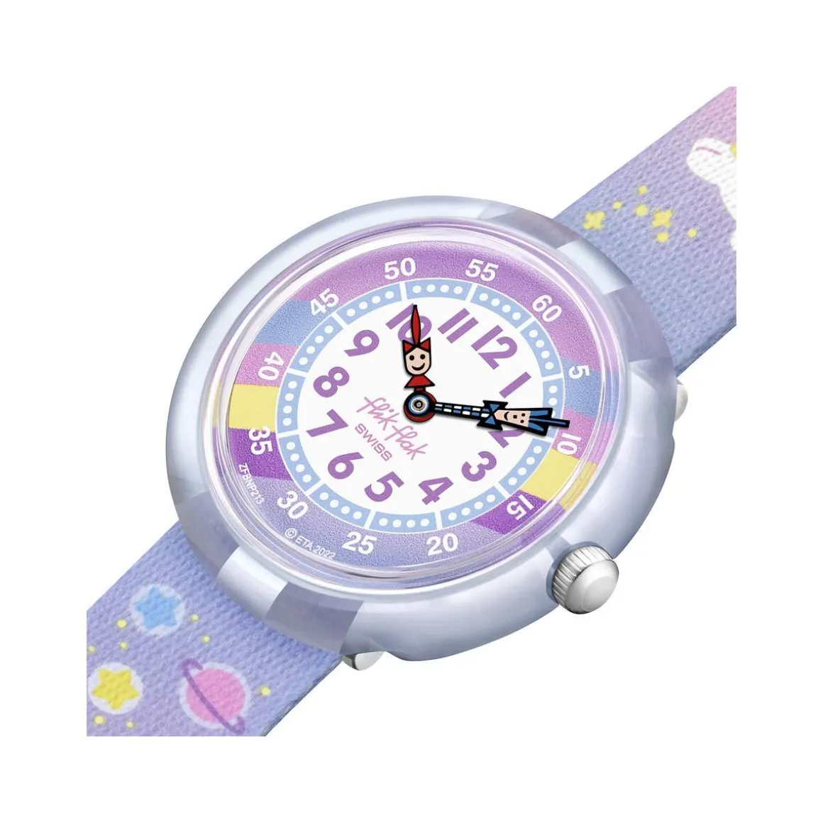 Montre Flik Flak Gameland Cuddly Unicorn enfant plastique biosourcé bracelet PET recyclé bleu