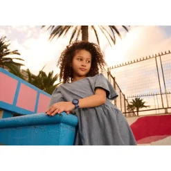 Montre FLIK FLAK let's get artsy enfant cadran bleu bracelet pet recycle bleu
