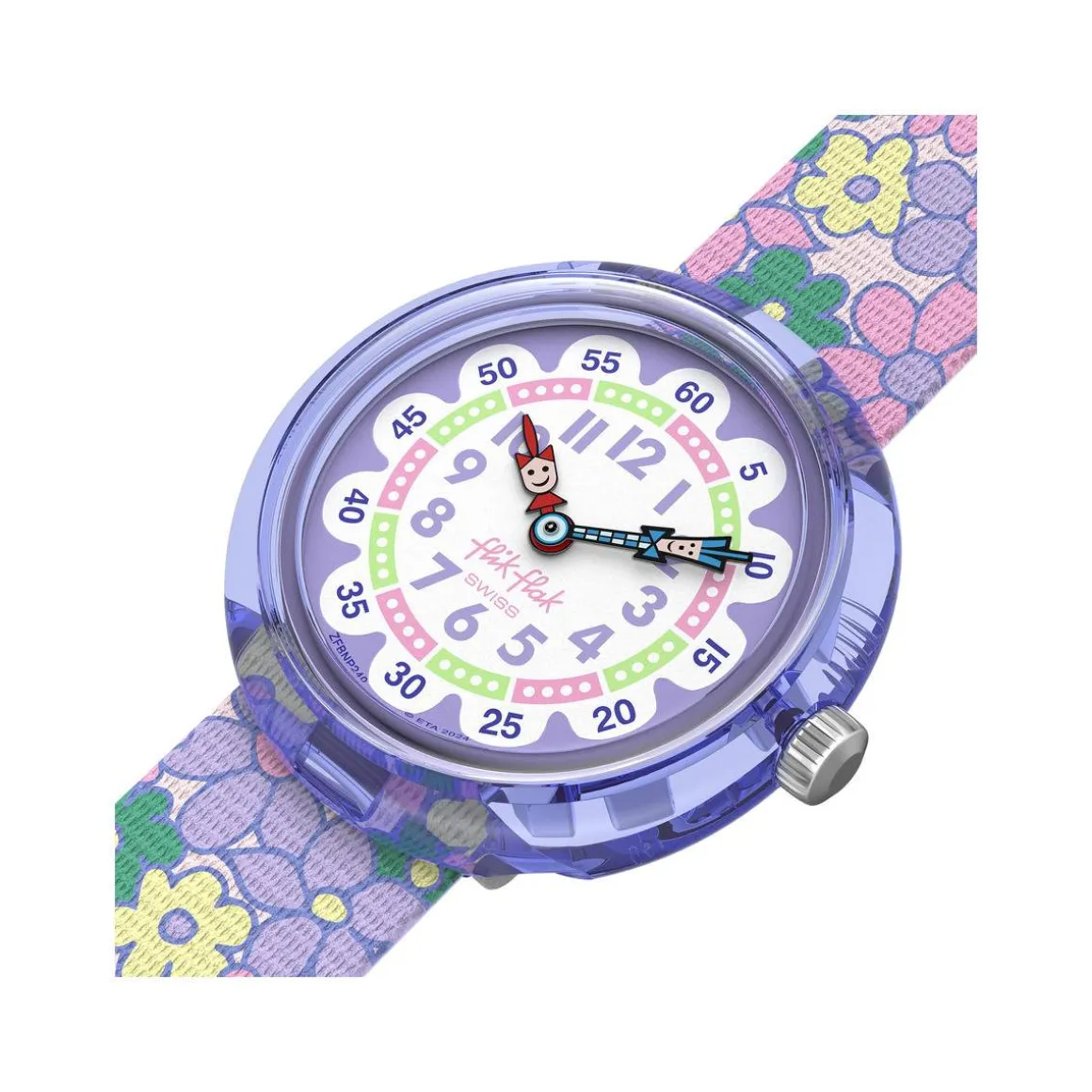Montre FLIK FLAK let's get artsy enfant cadran blanc bracelet pet recycle violet