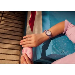 Montre FLIK FLAK let's get artsy enfant cadran blanc bracelet pet recycle violet