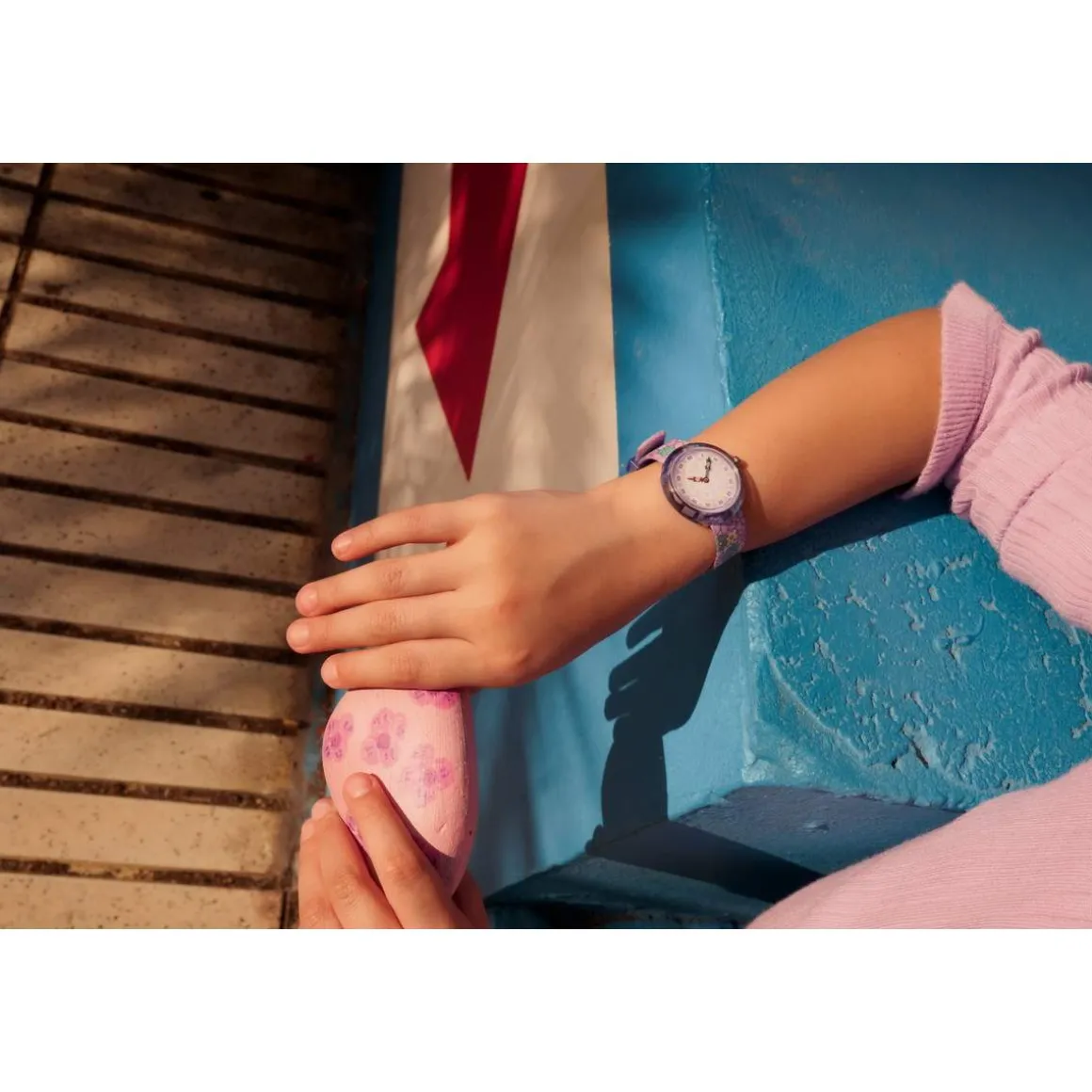 Montre FLIK FLAK let's get artsy enfant cadran blanc bracelet pet recycle violet