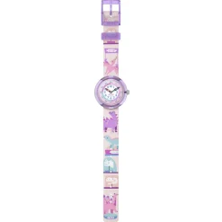Montre Flik Flak time to discover enfant bracelet tissu rose