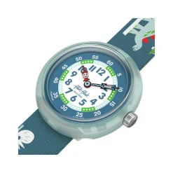 Montre Flik Flak time to discover enfant bracelet tissu bleu