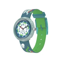 Montre Flik Flak time to discover enfant bracelet tissu bleu