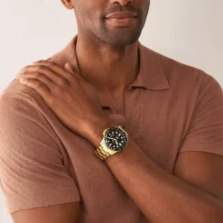 Montre FOSSIL Blue homme bracelet acier doré