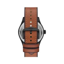 Montre FOSSIL Defender homme solaire acier noir bracelet cuir marron