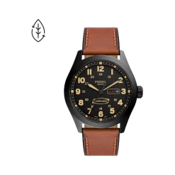 Montre FOSSIL Defender homme solaire acier noir bracelet cuir marron