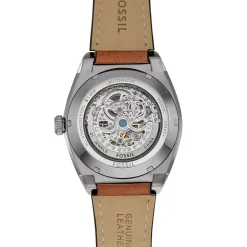 Montre fossil everett homme automatique, bracelet cuir marron