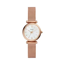 Montre Fossil femme acier doré rose milanais