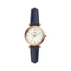 Montre Fossil femme acier doré rose cuir bleu