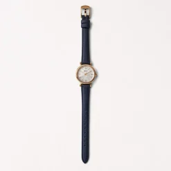 Montre Fossil femme acier doré rose cuir bleu