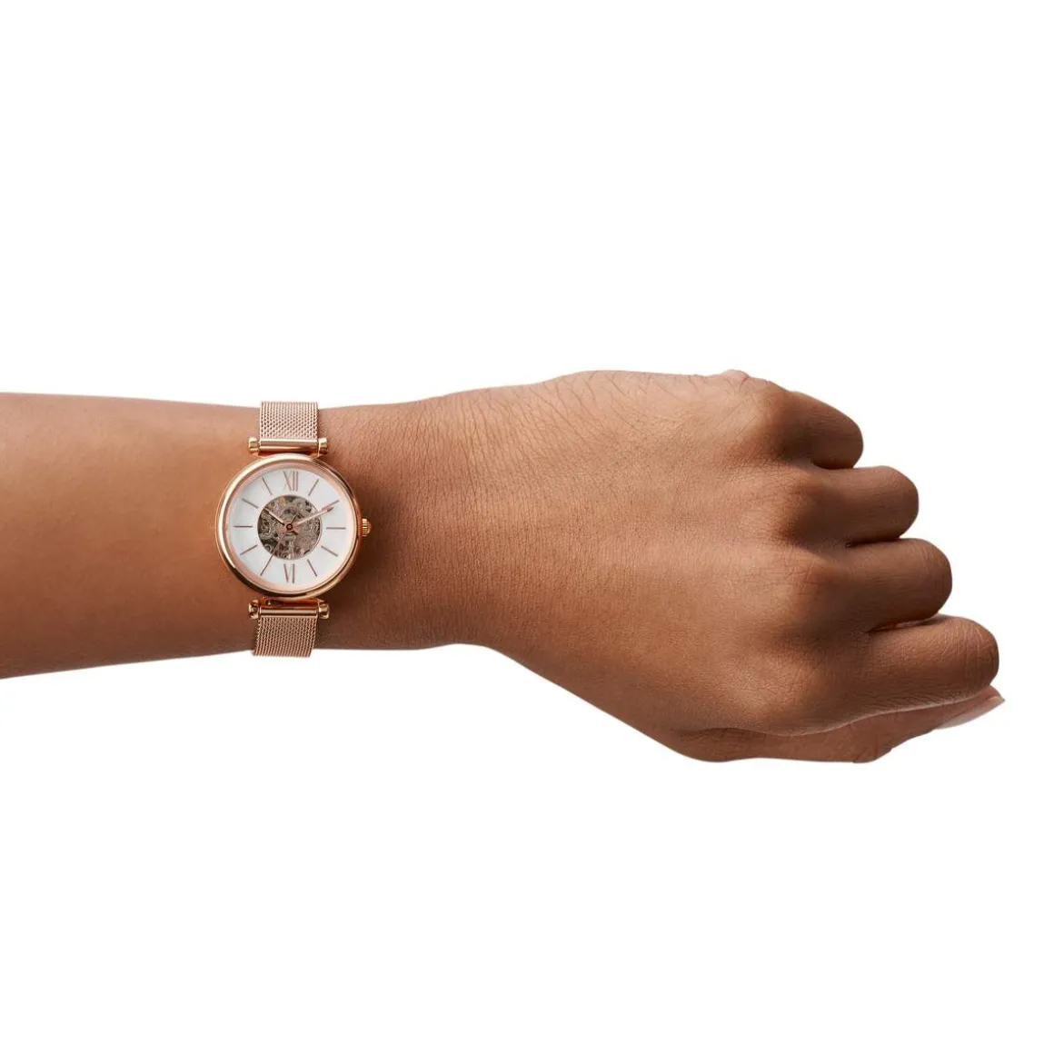 Montre FOSSIL femme automatique bracelet acier doré rose
